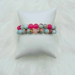 Natural Stone Love And Peace Duo Bracelet